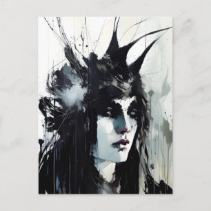 Goddess Black Ink Painting Postcard