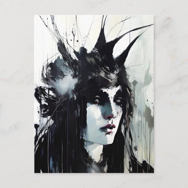 Goddess Black Ink Painting Postcard (Front)