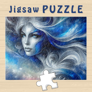 Goddess Celestial White Blue Head February -  Jigsaw Puzzle