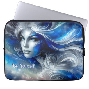Goddess Celestial White Blue Head February -  Laptop Sleeve