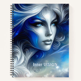 Goddess Celestial White Blue Head February - Notebook