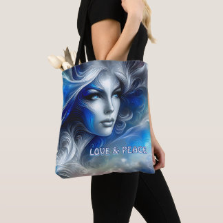 Goddess Celestial White Blue Head February -  Tote Bag