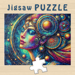 Goddess Colourful Head round Jewellery March -  Jigsaw Puzzle