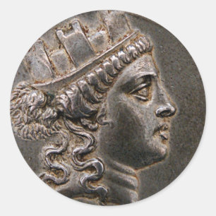 Goddess Cybele Tetradrachm Classic Round Sticker
