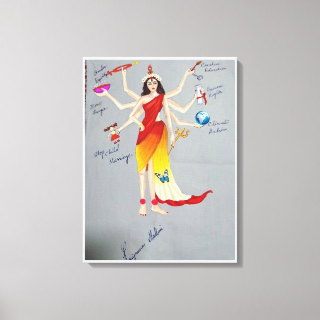 Goddess Durga as Mother Nature Canvas Print (Front)