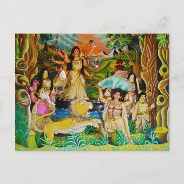 Goddess Durga at Durga festival in Burdwan Postcard (Front)