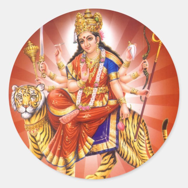 Goddess Durga (Hindu goddess) Classic Round Sticker (Front)