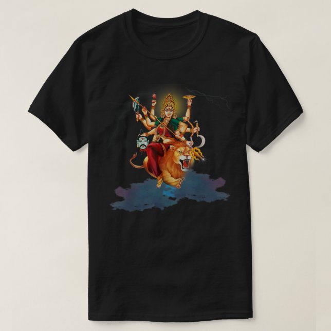 Goddess Durga Hindu Religion Durga mata Maa Yoga  T-Shirt (Design Front)