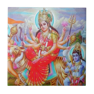 Goddess Durga Ji Painting Tile