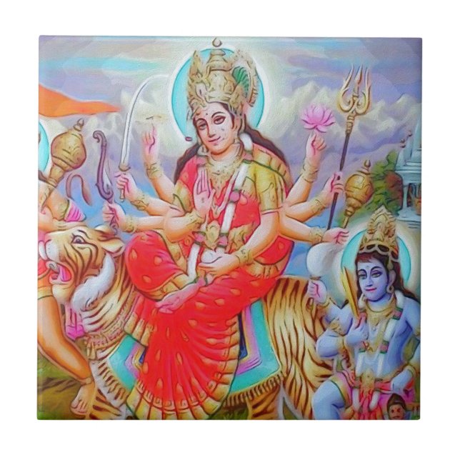 Goddess Durga Ji Painting Tile (Front)