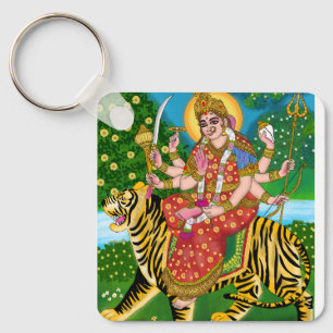 Goddess Durga Round Keychain