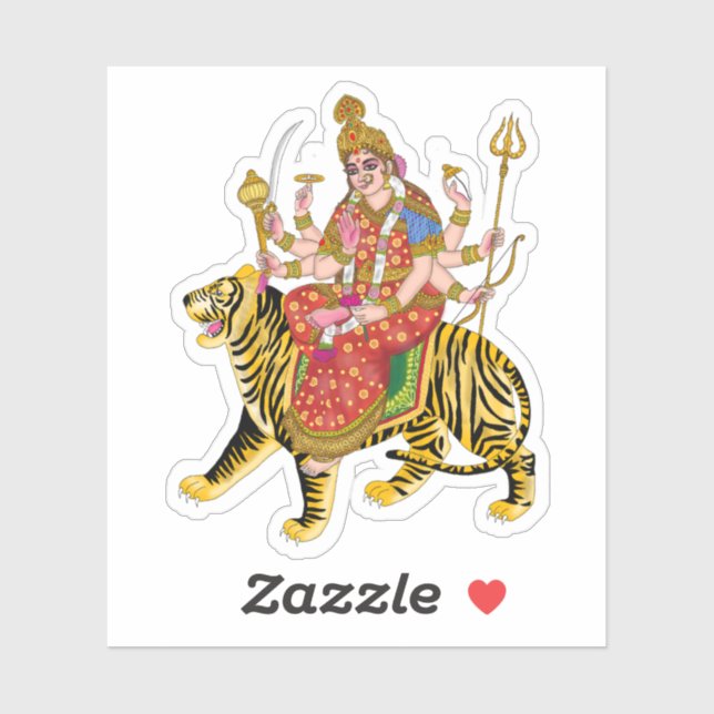 Goddess Durga Square Stickers | Hindu Maa Durga  (Sheet)