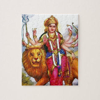 Goddess Durga with Lion Painting Jigsaw Puzzle