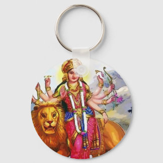Goddess Durga with Lion Painting Key Ring