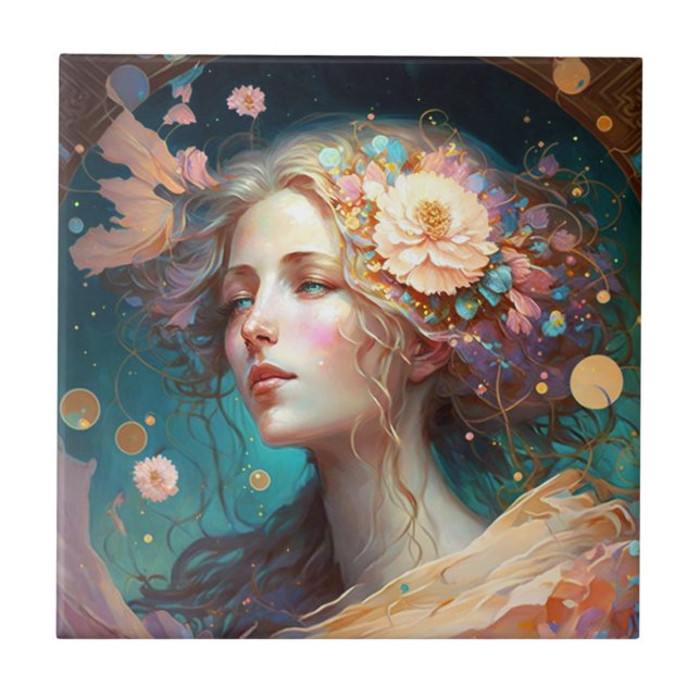 Goddess Fantasy Art Ceramic Tile (Front)