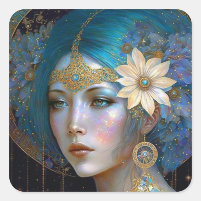 Goddess Fantasy Art Square Sticker (Front)