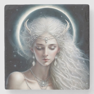 Goddess Fantasy Moon Goddess Crescent Moon Stone Coaster