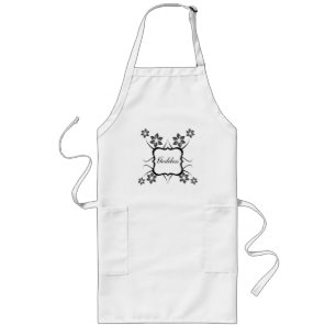 Goddess Floral Apron, Dark Grey Long Apron