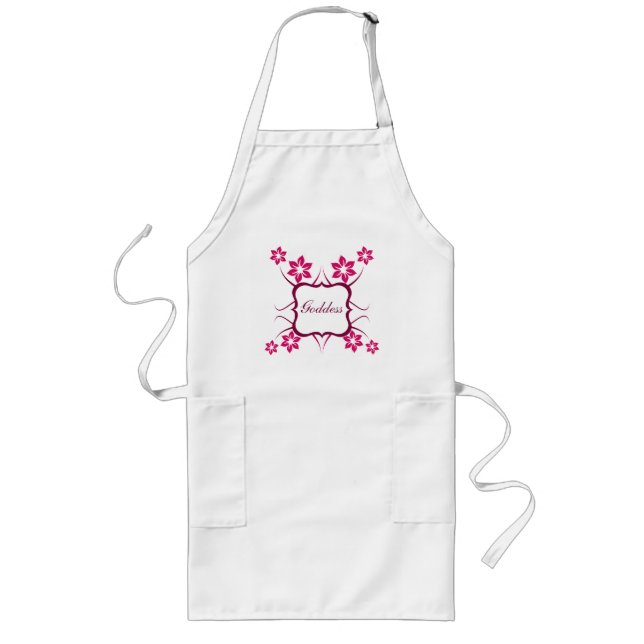 Goddess Floral Apron, Magenta Long Apron (Front)