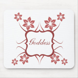 Goddess Floral Mousepad, Brick Red Mouse Mat