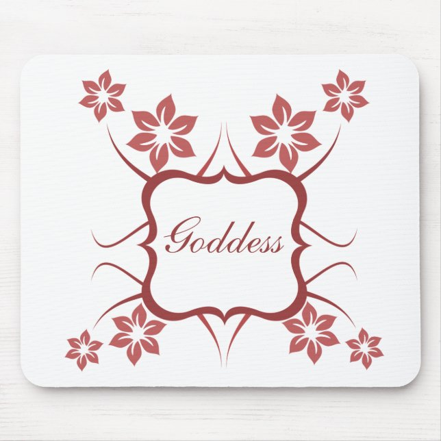 Goddess Floral Mousepad, Brick Red Mouse Mat (Front)