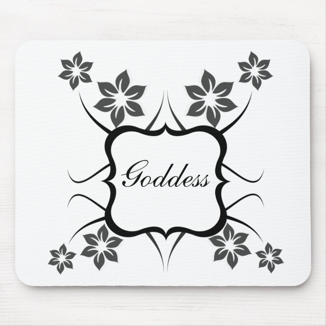 Goddess Floral Mousepad, Dark Grey Mouse Mat (Front)