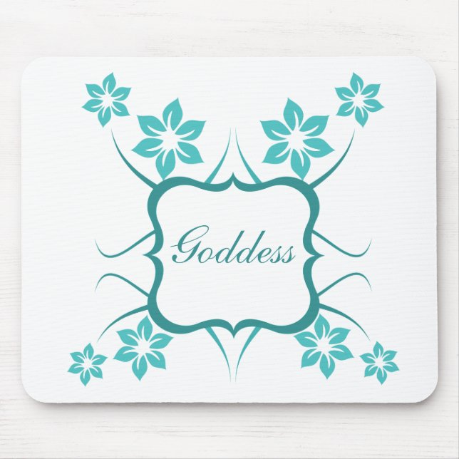 Goddess Floral Mousepad, Turquoise Mouse Mat (Front)