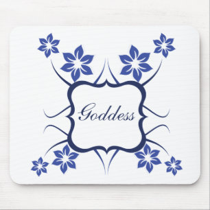 Goddess Floral Mousepad, Vibrant Blue Mouse Mat