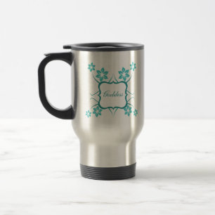 Goddess Floral Mug, Turquoise Travel Mug