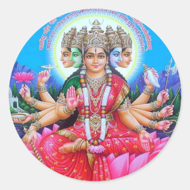 Goddess Gayatri Devi Classic Round Sticker (Front)