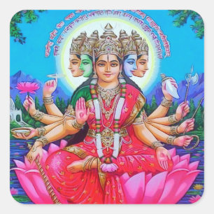 Goddess Gayatri Devi Deity Square Sticker