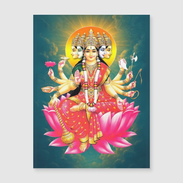 Goddess Gayatri Devi Hindu Deity Flexible Magnet (Front)