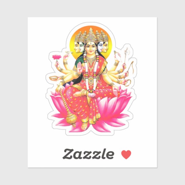 Goddess Gayatri Devi on Lotus Hindu Deity (Sheet)