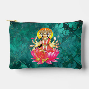 Goddess Gayatri Devi on Lotus Hindu Deity  Accessory Pouch