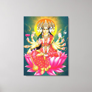 Goddess Gayatri Devi on Lotus Hindu Deity Canvas Print