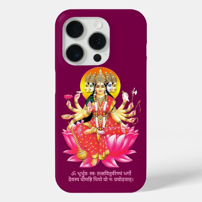 Goddess Gayatri Devi on Lotus Hindu Deity Case-Mate iPhone Case (Back)