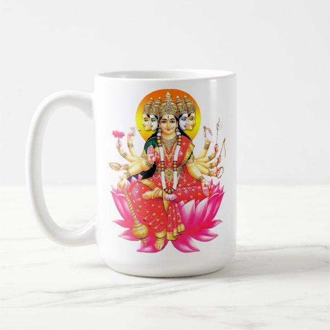 Goddess Gayatri Devi on Lotus Hindu Deity Coffee Mug (Left)