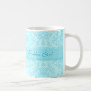 "Goddess girl" damask pale blue mug