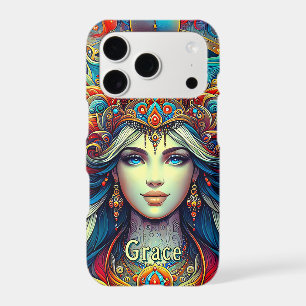Goddess Head flowing turquoise Hair April -