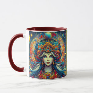 Goddess Head flowing turquoise Hair April - Mug