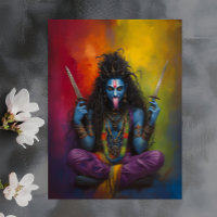 Goddess Kali Abstract Rainbow Portrait Painting