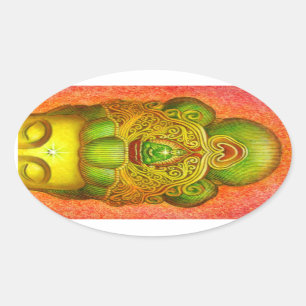 Goddess Kuan Yin's Crown Oval Sticker
