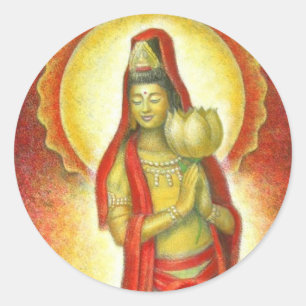 Goddess Kuan Yin's Lotus Classic Round Sticker