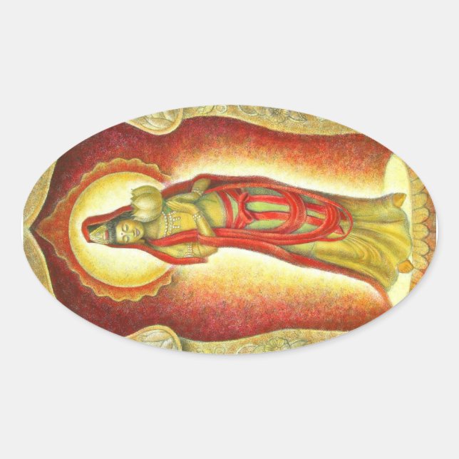 Goddess Kuan Yin's Lotus Oval Sticker (Front)