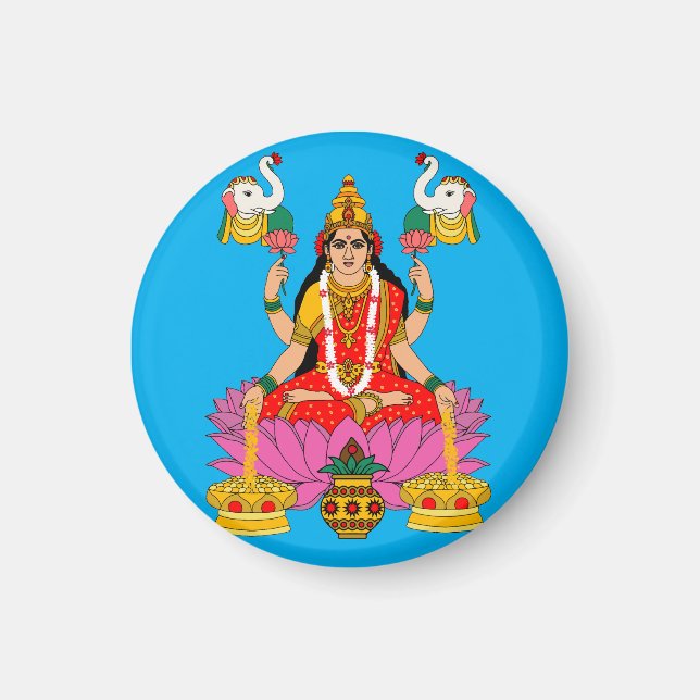 Goddess Lakshmi Button Magnet (Front)