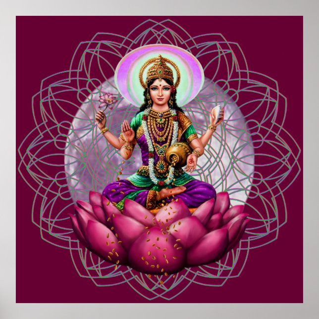 Goddess Lakshmi - wealth blessing mandala Poster (Front)