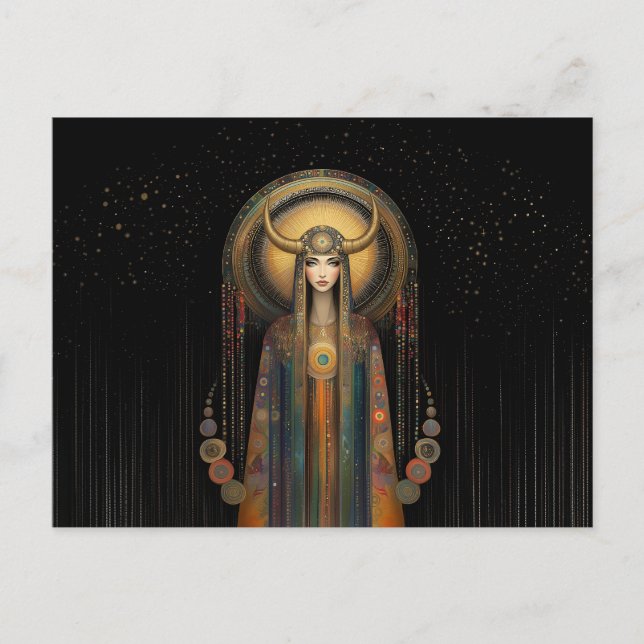 Goddess Lilith Rainbow Gold Black Art Nouveau  Postcard (Front)