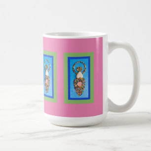 Goddess Mosaic in Green & Blue on Pink Coffee Mug