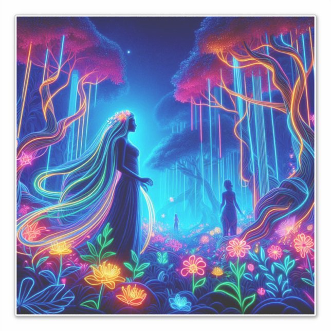 Goddess Neon Forest Of Light Fantasy fairytale art (Front)