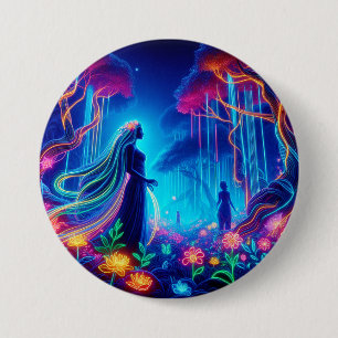 Goddess Neon Forest Of Light Fantasy fairytale art 7.5 Cm Round Badge
